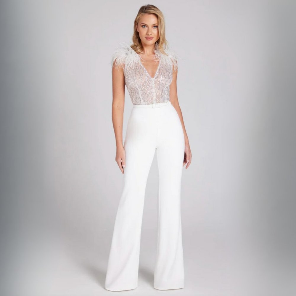Nadine Merabi Elissa White Jumpsuit